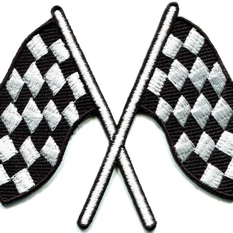 Racing Checkered Crossed Flags Iron On Patch Racing Etsy