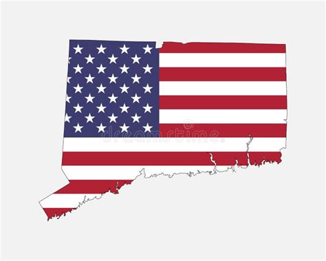 Connecticut Map On American Flag Ct Usa State Map On Us Flag Stock