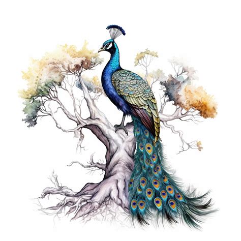 Watercolor Peacocks Clipart Aquarelle Fantasy Peacock Feather Etsy