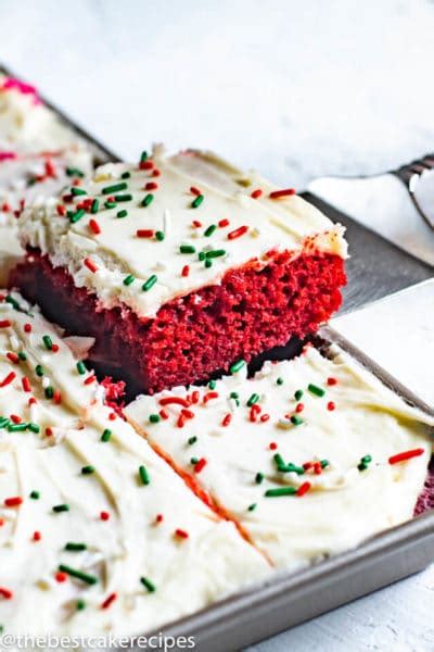 Red Velvet Sheet Cake Recipe With Cream Cheese Frosting And Sprinkles
