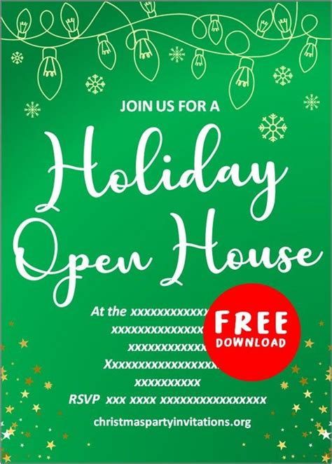 Free Printable Christmas Open House Invitations Templates 🏠 Christmas