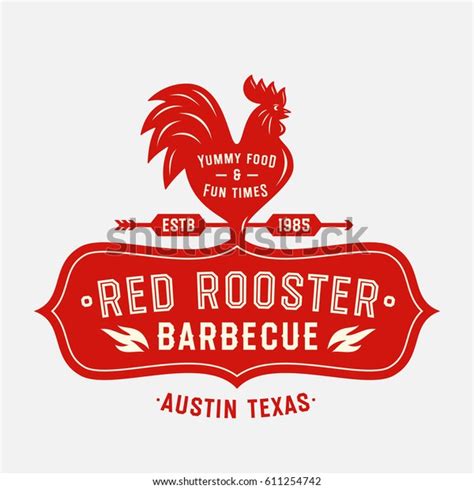Red Rooster Vintage Badge Retro Barbecue Stock Vector Royalty Free