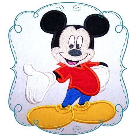 A Mickey Mouse Applique On A White Background