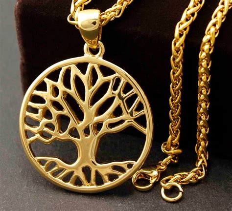 Bling Gold Stainless Steel Celtic Tree of Life Pendant Necklace-in Pendants from Jewelry ...