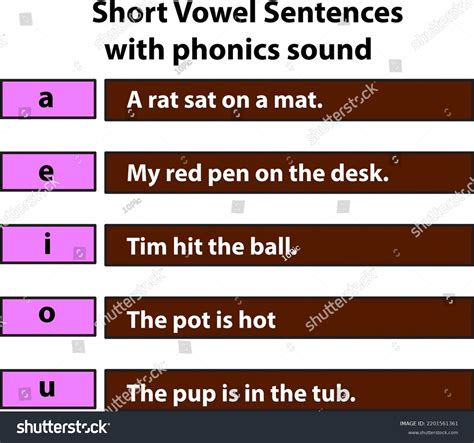 Sentences Short Vowel Letters Kids Activity Stock Vector Royalty Free