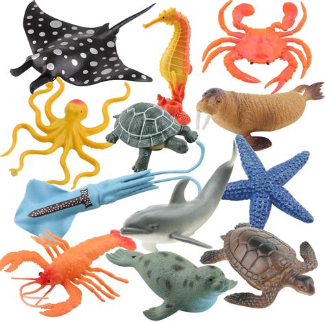 Toy Sea Animal Set 12 Pack Sea Creature Bath Toy Playset For Kids