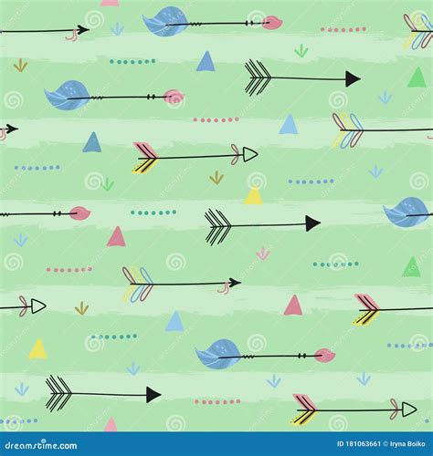 Cute Print Boho Style Seamless Pattern With Cute Arrow Vector