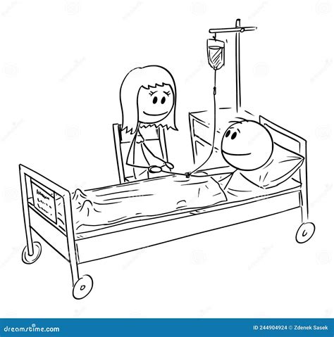 Woman Visiting Friend Or Husband Who Is Patient In Hospital Vector