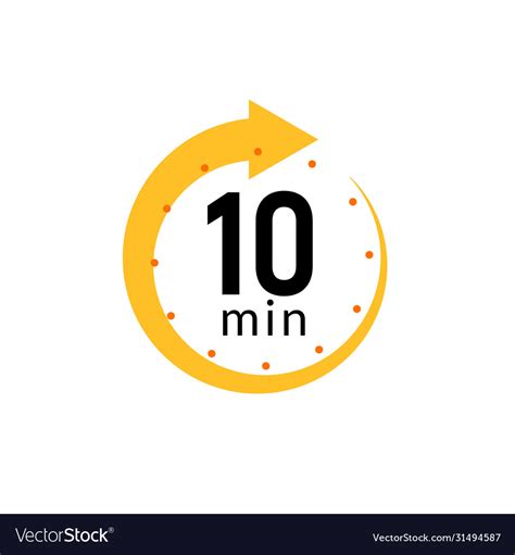 10 Minutes Clock Quick Number Icon 10min Time Vector Image