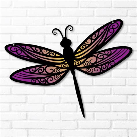 Color Splashed Dragonfly Metal Wall Art Kands Design Elements