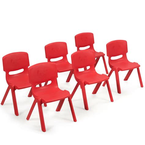 Gymax 6 Pack Kids Plastic Stackable Classroom Chairs Indooroutdoor