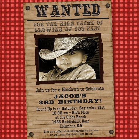 Cowboy Birthday Invitation Cowboy Western Party Invitation Etsy