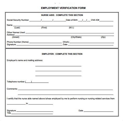 Employment Verification Form 8 Download Documents In Pdf Sample