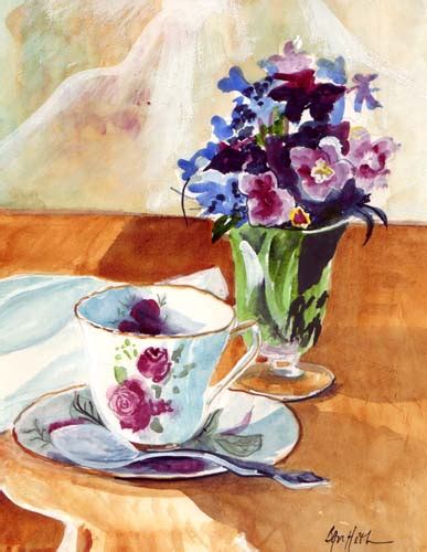 Tea Time Still Life Watercolor Painting