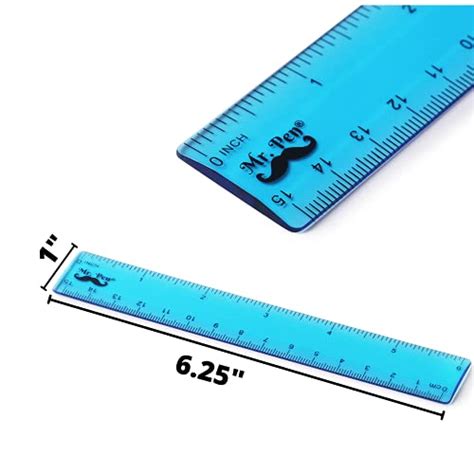 Mr Pen Rulers 6 Inch Rulers 6 Pack Assorted Colors Clear Ruler