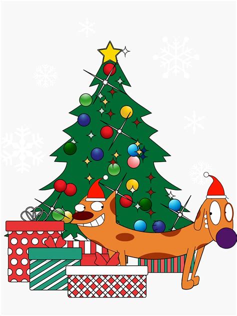 Catdog Around The Christmas Tree Sticker By Nova5 Redbubble
