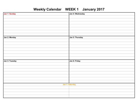Weekly Printable Calendars