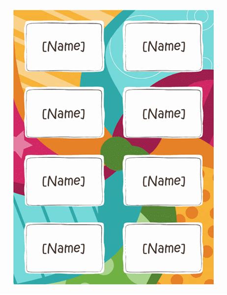 Name Badges Bright Design 8 Per Page Works With Avery 5395 And Similar