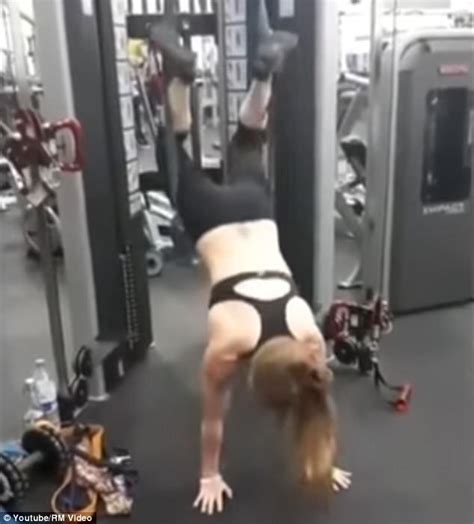 Exercise Machine Rips Off Womans Leggings In Youtube Clip Daily Mail Online