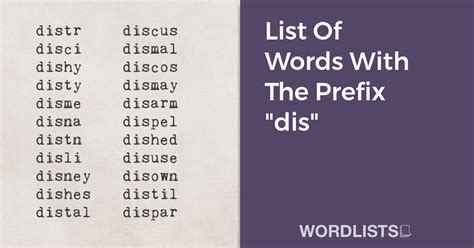 List Of Words With The Prefix Dis
