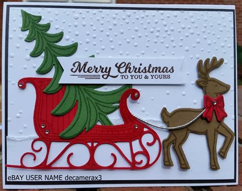 Handmade Stampin Up Santas Sleigh Card Kit Set Of 4 Each Card Is