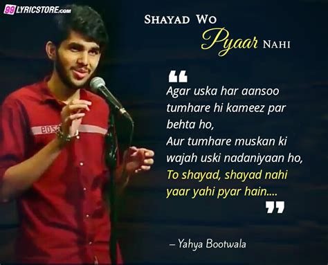 Shayad Wo Pyaar Nahi Poetry Lyrics Yahya Bootwala Spill Poetry