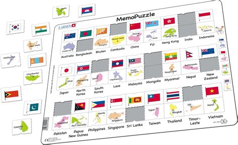 Gp7 Memopuzzle Names Flags And Capitals Of 27 Countries In Asia And