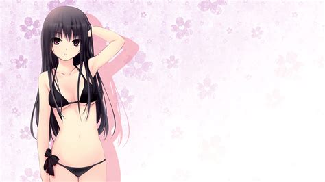 Hintergrundbilder Lange Haare Anime M Dchen Karikatur Schwarzes Haar Bikini Rosa