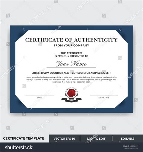 Stylish Modern Elegant Certificate Authenticity Template Stock Vector