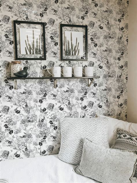 Black And White Floral Pattern Peel And Stick Wallpaper Fancy Walls