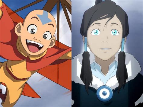 Avatar Aang Left Side And Avatar Korra Right Side