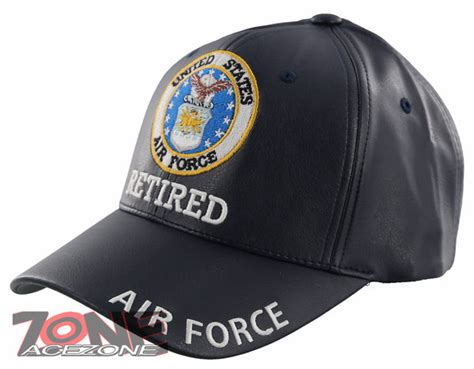 New Us Air Force Usaf Retired Faux Leather Cap Hat Navy