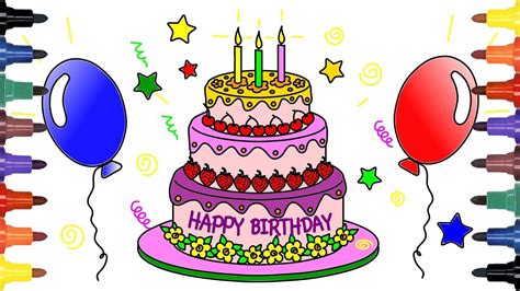 Birthday cake coloring page free drawing kids clip art. 32+ Awesome Image of Birthday Cake Drawing ...