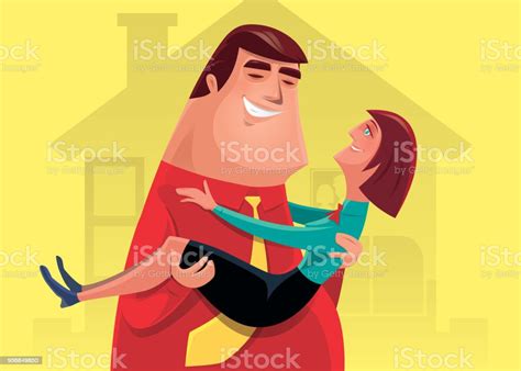 Fat Man Holding Woman Stock Illustration Download Image Now Adult
