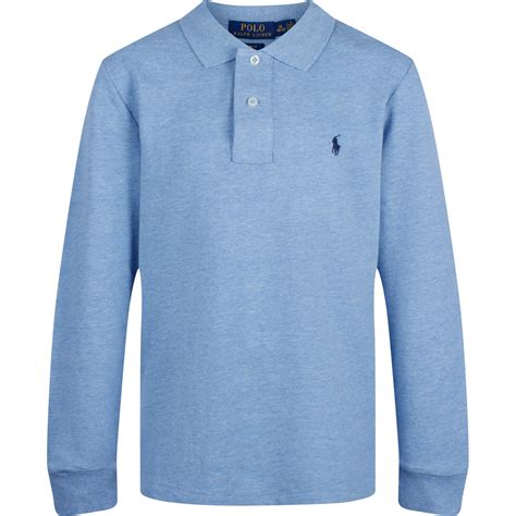Polo Ralph Lauren Boys Long Sleeve Polo Shirt In Light Blue
