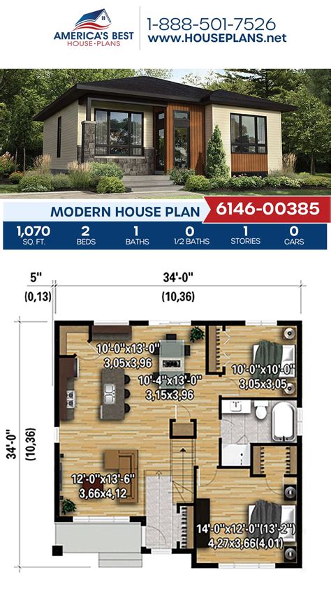 House Plan 6146 00394 Modern Plan 850 Square Feet 2 Bedrooms 1 249