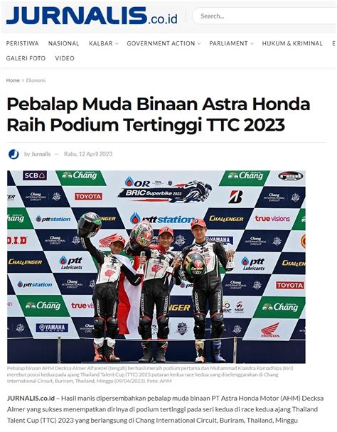 Pebalap Muda Binaan Astra Honda Raih Podium Tertinggi Ttc 2023 Astra