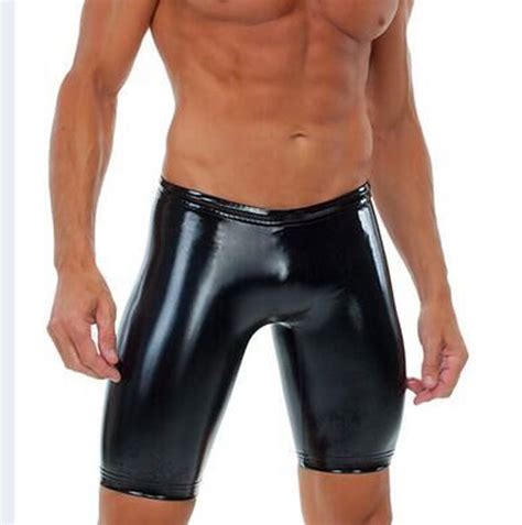 Sexy Lingerie Gay Sexy Mens Pencil Pants Pvc Stretch Male Gays Stripper Clubwear Short Trousers