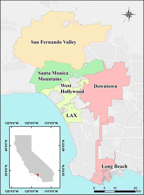City Of Los Angeles Showing The Major Geographic Areas Referenced In