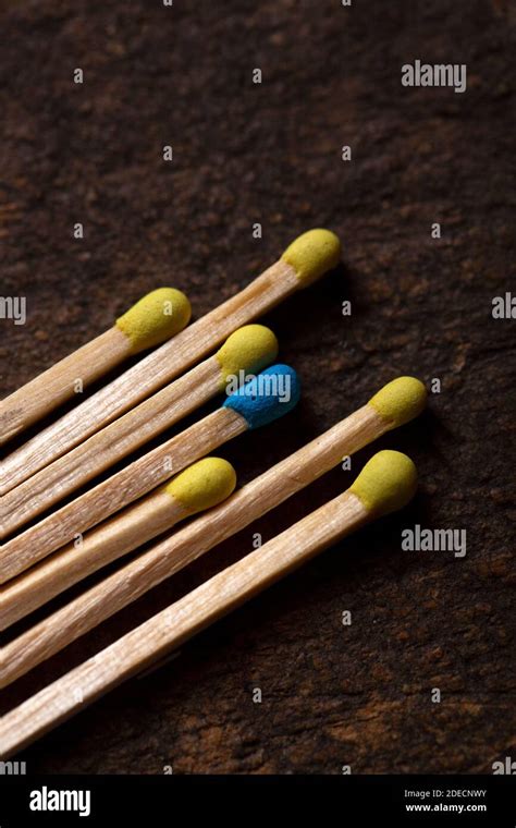 Matches Of Different Colors On Wood Stock Photo Alamy