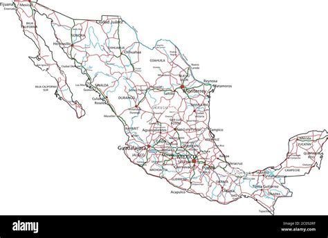 Mapa De Carreteras Y Autopistas De México Ilustración Vectorial Imagen