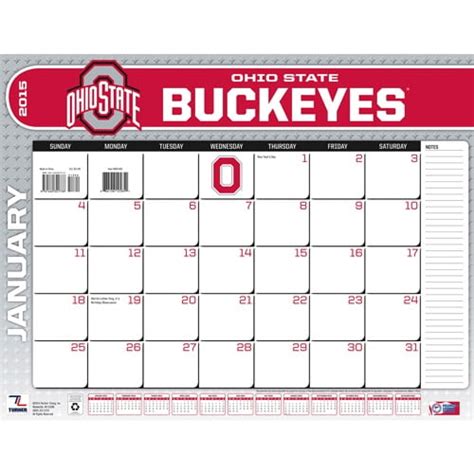 Ohio State Buckeyes 2015 22 X 17 Desk Calendar