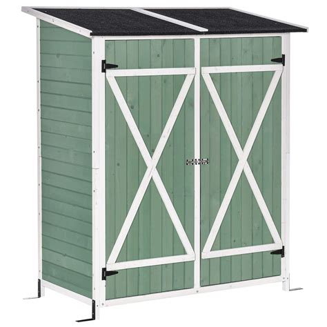 Outsunny Garden Wood Storage Shed Wflexible Table Hooks And Ground