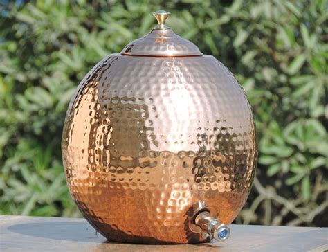 12 Litre Portable Plain Pure Copper Water Tank Storage Matka Pot With