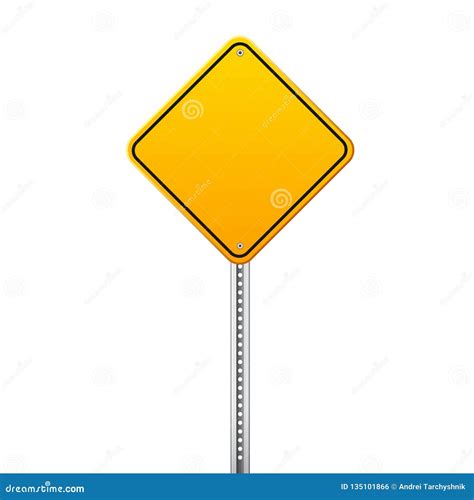 Road Yellow Traffic Sign Blank Board With Place For Textmockup