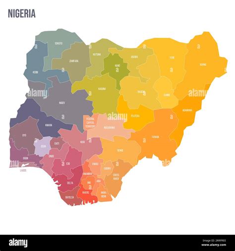 nigeria political map of administrative divisions states and federal capital territory