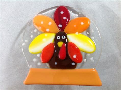 Thanksgiving Turkey Snow Globe Fused Glass Night Light Etsy Holiday