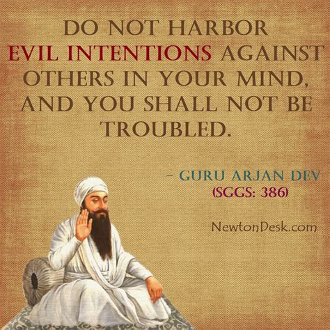 Evil Intentions Against Others In Your Mind Guru Arjan Dev Quotes