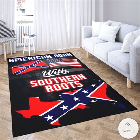 American Born With Deep Southern Roots Confederate Flag Rug Phòng