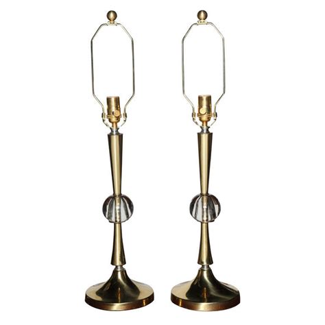 Pair Of Hollywood Regency Gilt Brass And Crystal Flowers Table Lamps
